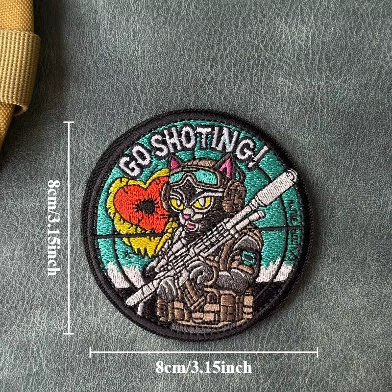 Parche táctico bordado gato camuflaje con gancho y bucle - imagen 3