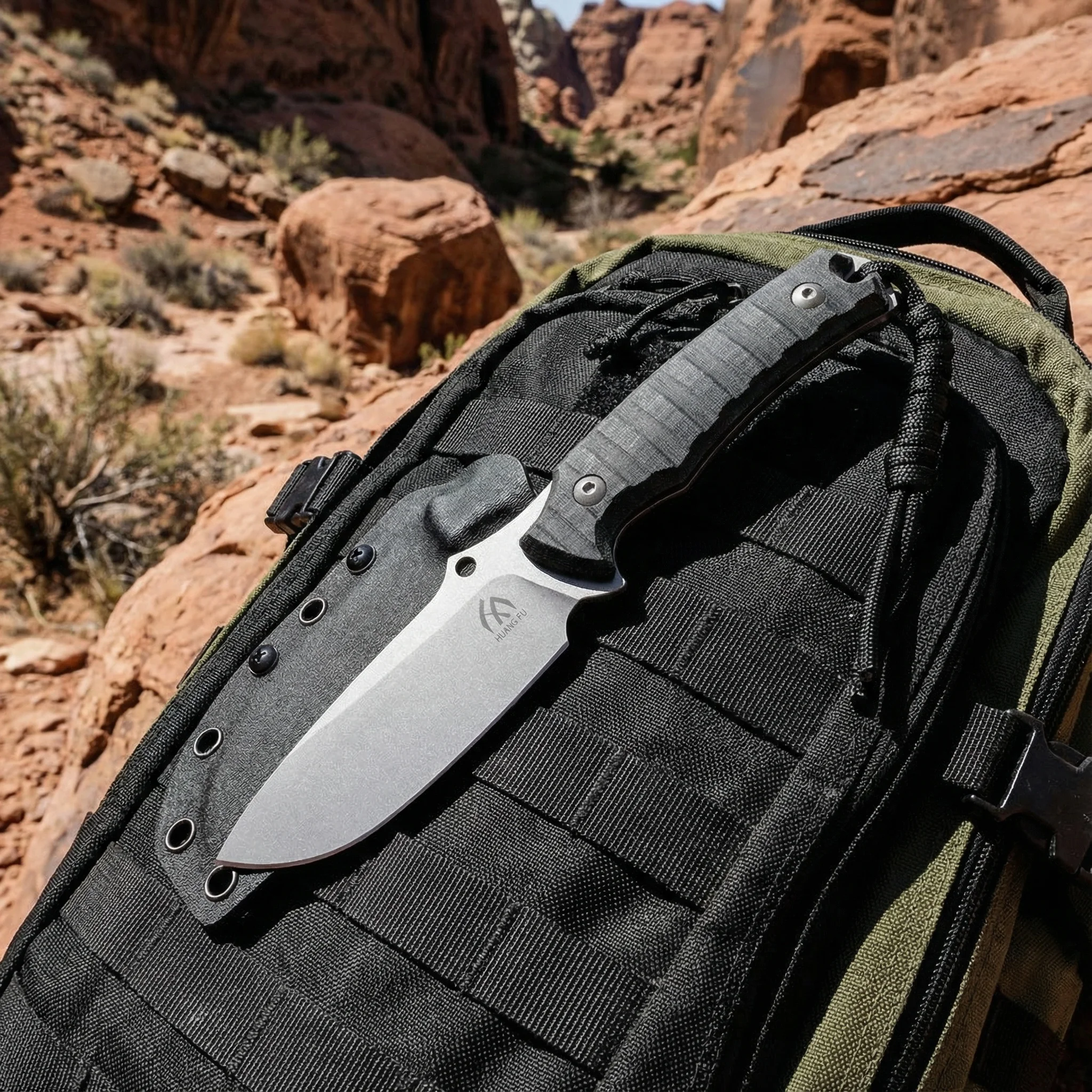 Cuchillo fijo táctico G10 con funda, hoja compacta EDC outdoor - imagen 2