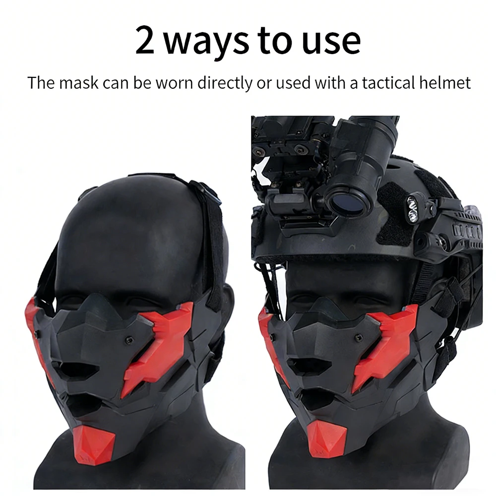 Máscara táctica Cyberpunk para airsoft, media cara transpirable - imagen 5