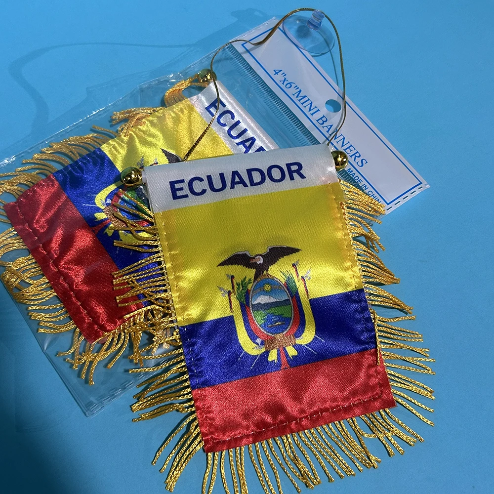 Bandera Ecuador para coche y mochila, poliéster doble cara - imagen 2