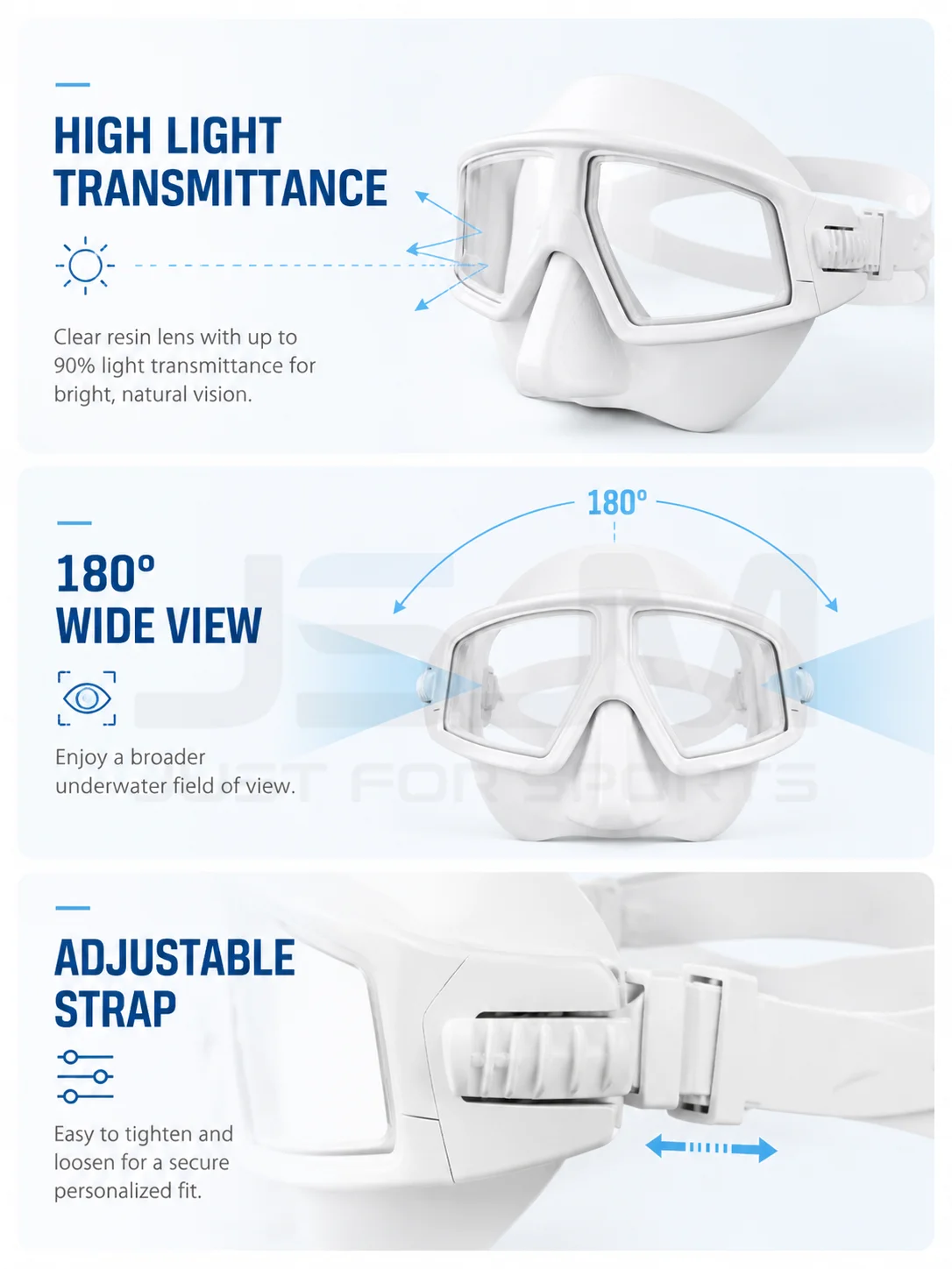 JSJM Máscara de buceo de bajo volumen antivaho para apnea y snorkel - imagen 5