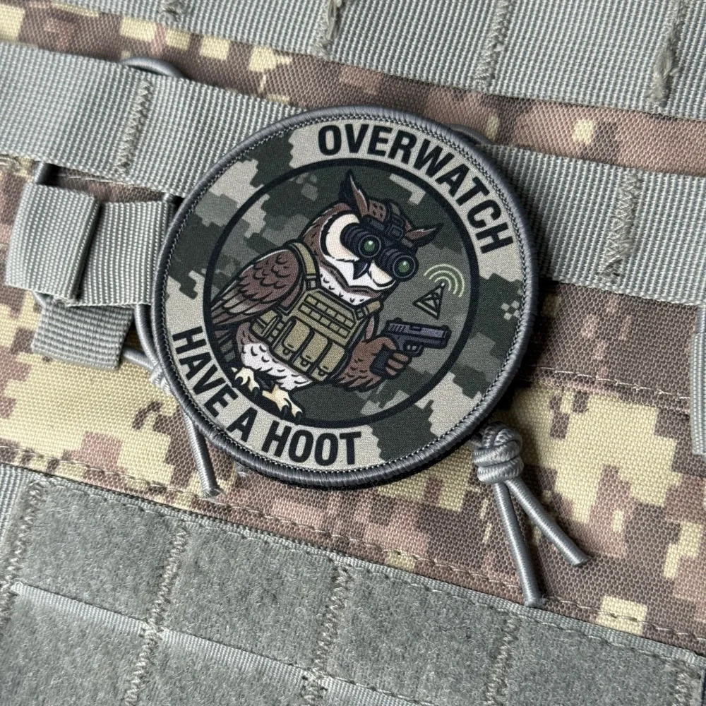 Parche táctico búho Overwatch con velcro para ropa y mochila