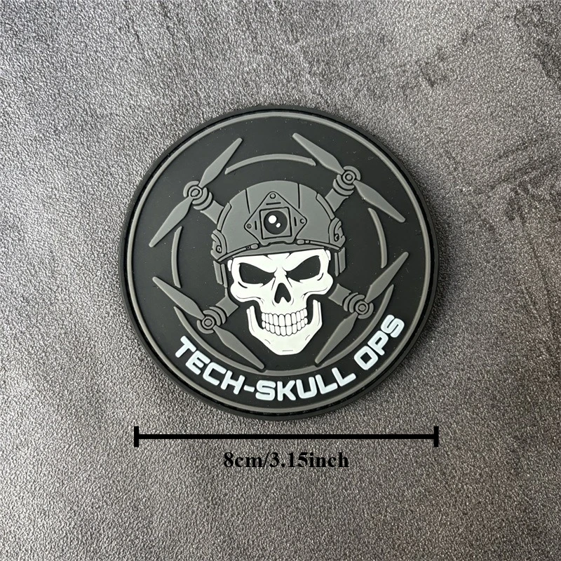 TECH-SKULL OPS parche táctico PVC calavera gancho y bucle - imagen 4