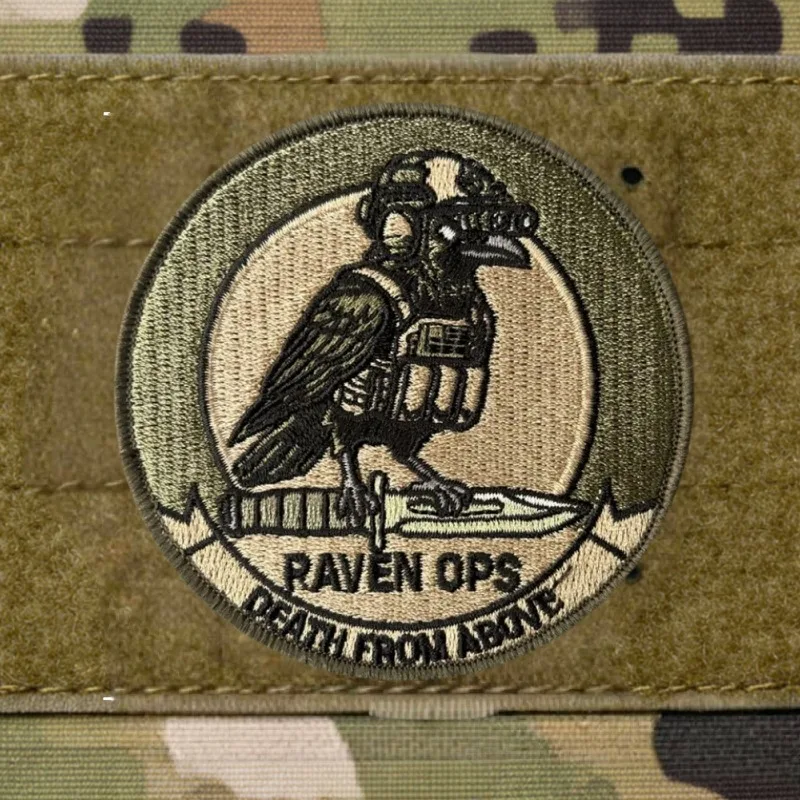 Parche táctico bordado Death From Above Raven Ops con velcro - imagen 3