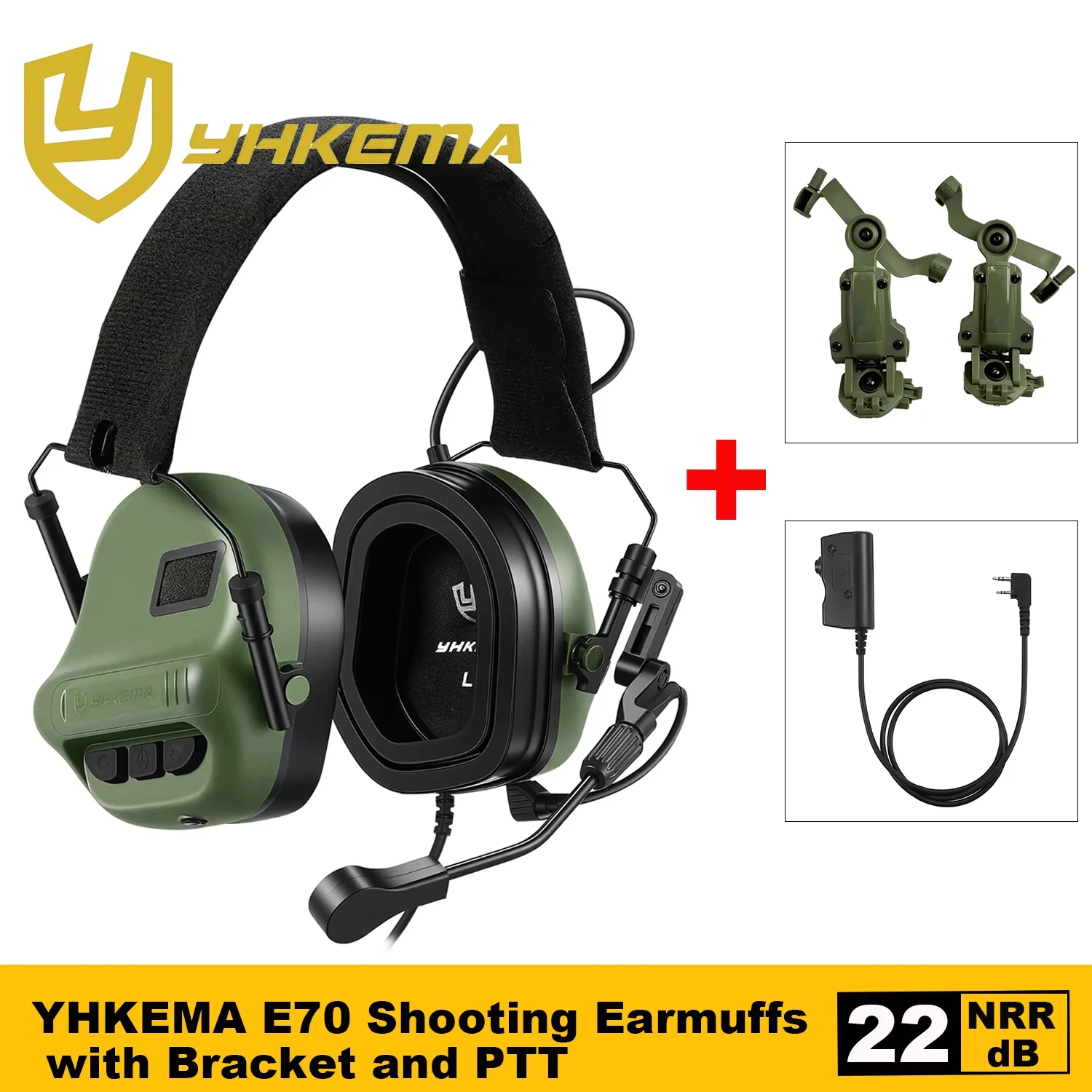 Auriculares tácticos YHKEMA E70 con cancelación de ruido y PTT - imagen 4