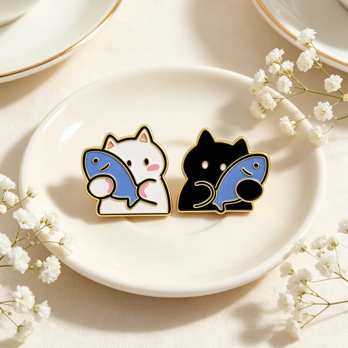 Set de 2 broches con gatos