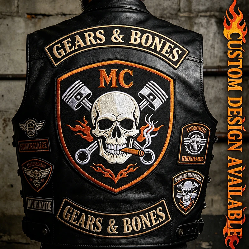 Parche bordado calavera – Insignia termoadhesiva para chaleco - imagen 4