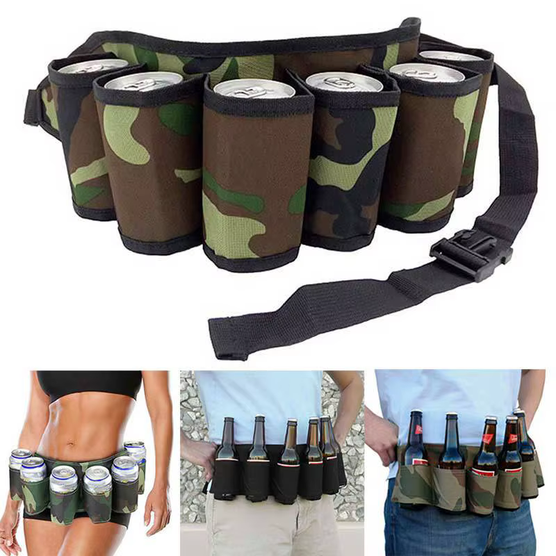Cincha con 6 portabebidas en camuflaje