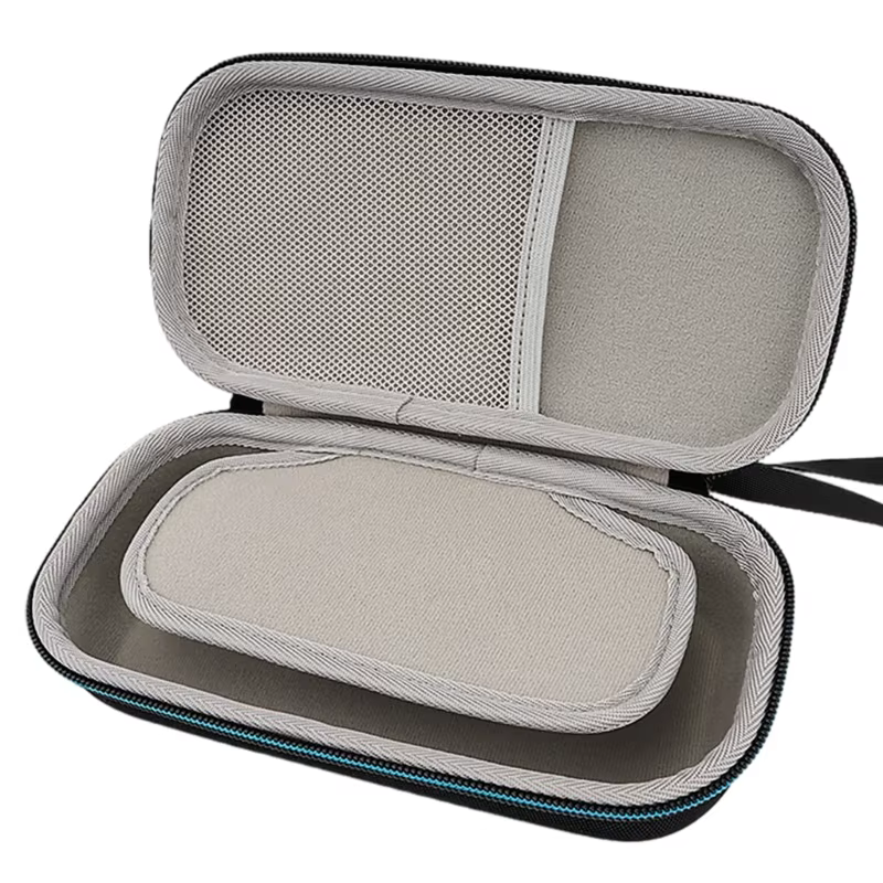 Estuche negro con asa y cremallera