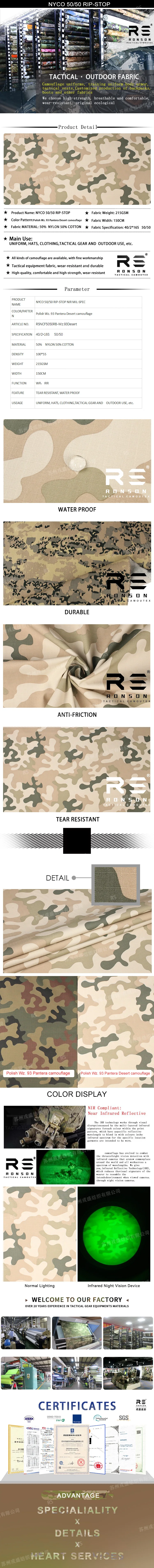 Detalle de tela camuflaje Desert Camo