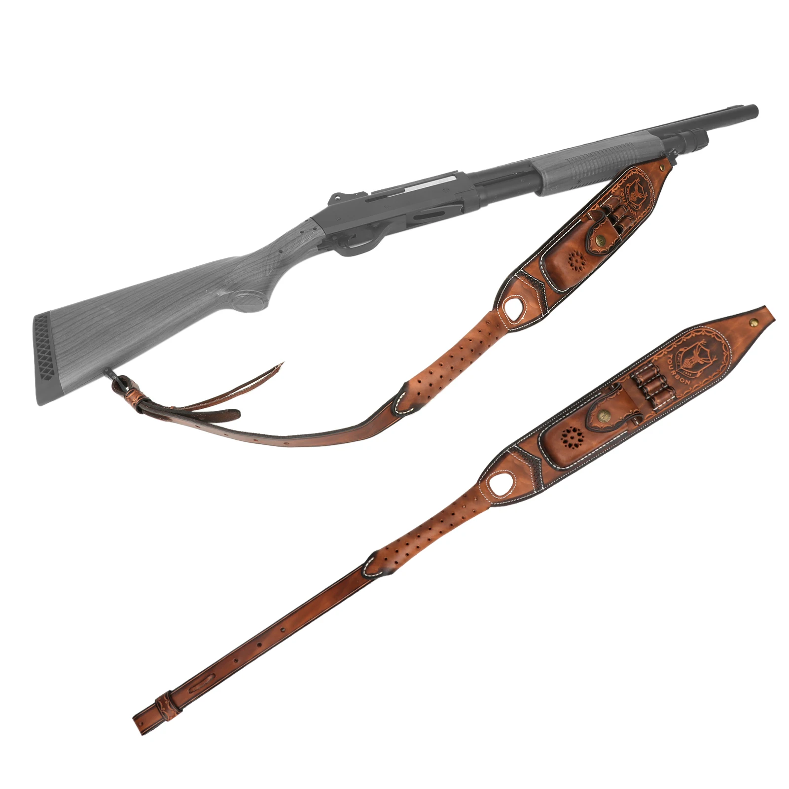 Tourbon correa táctica rifle de caza cuero vintage, porta cartuchos - imagen 5