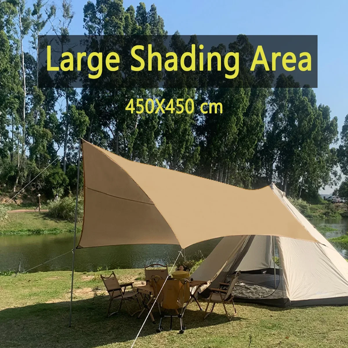 Toldo hexagonal impermeable para acampada – lona plata - imagen 5