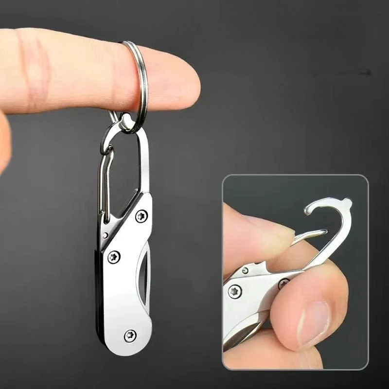 Mini cuchillo plegable de acero inoxidable tipo llavero portátil - imagen 3