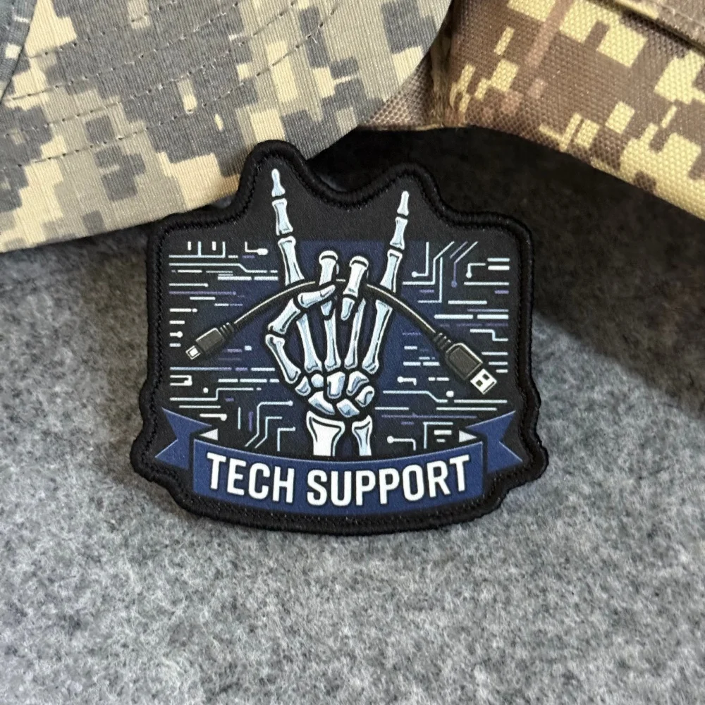 Parche táctico TI esqueleto geek con velcro para mochila rockero - imagen 5