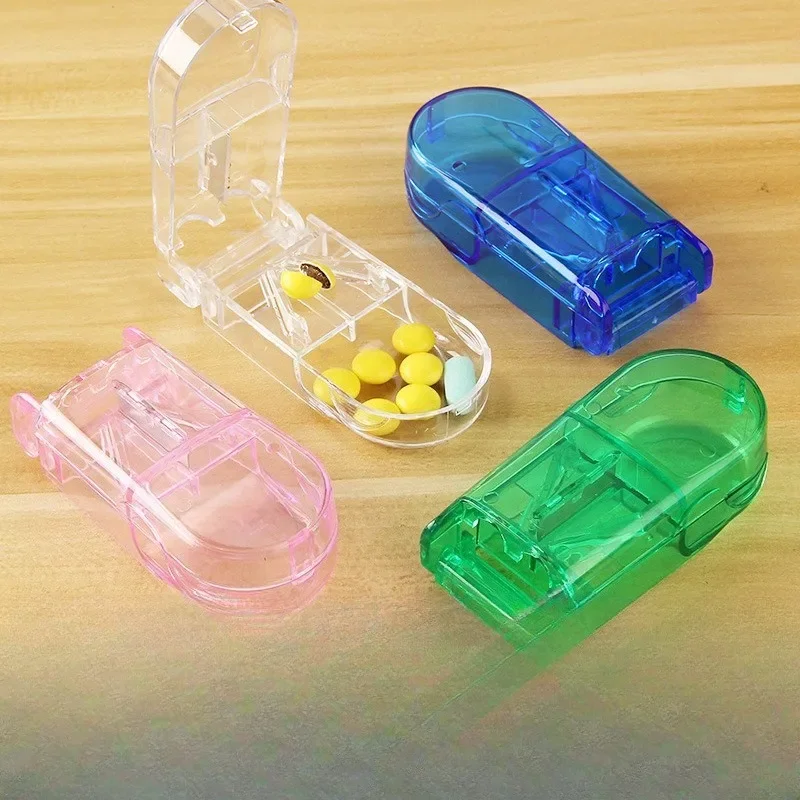 Cortador de pastillas transparente dispensador para medicamentos