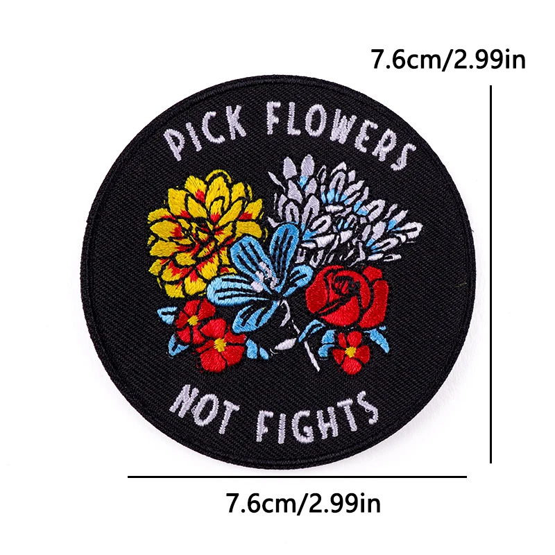 Parche termoadhesivo con frases positivas, flores y letras bordadas - imagen 4