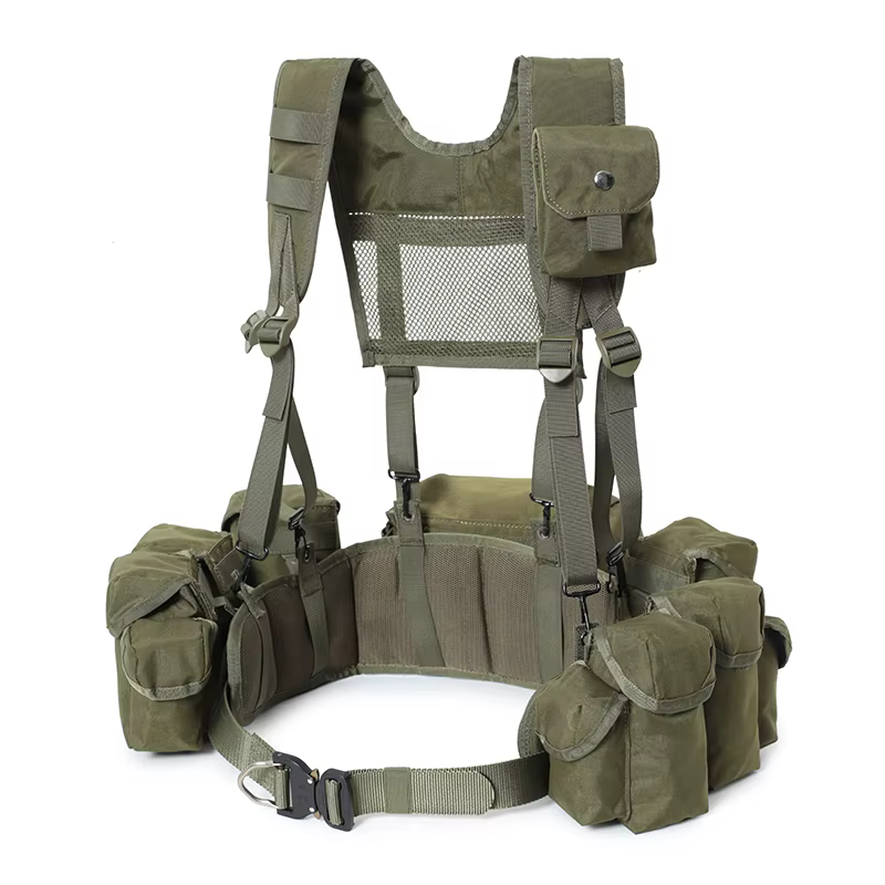 Sistema modular MOLLE verde militar adaptable a chaleco táctico - imagen 4