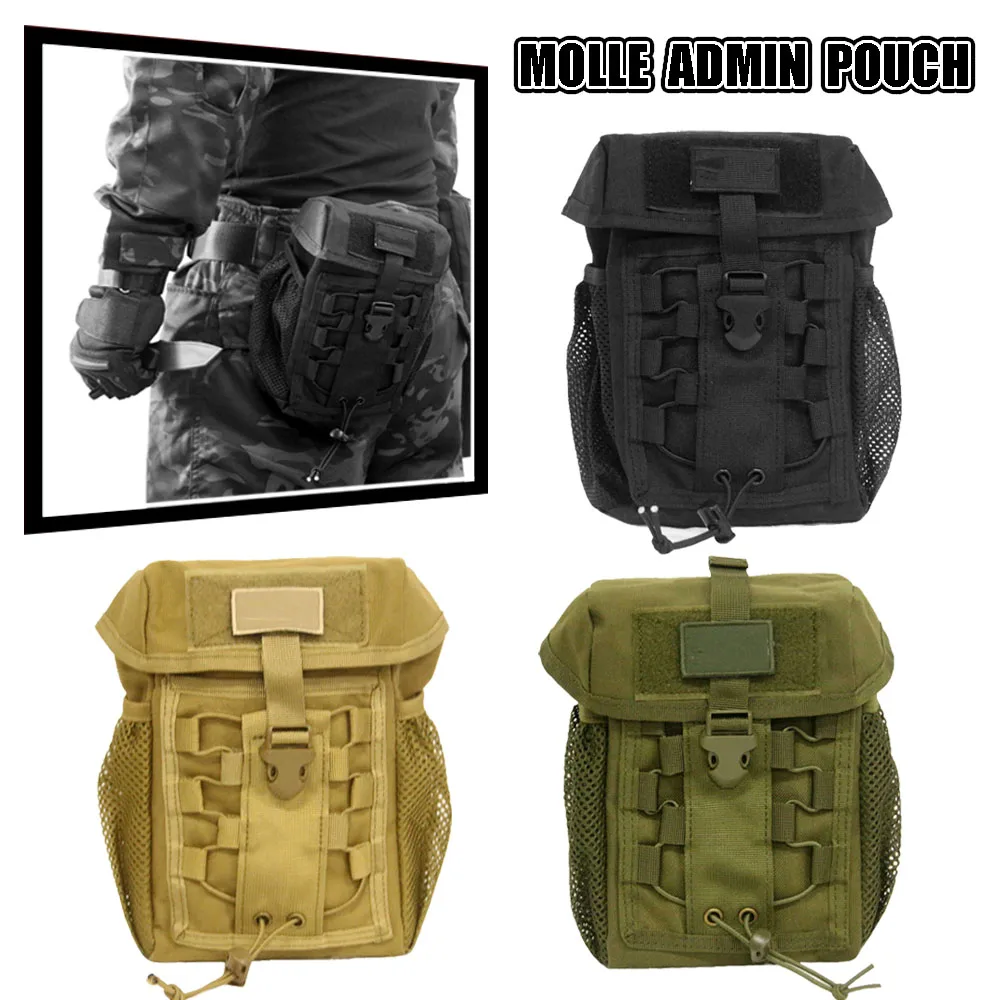 Bolsa táctica MOLLE admin EDC con cordón, soporte teléfono y botella