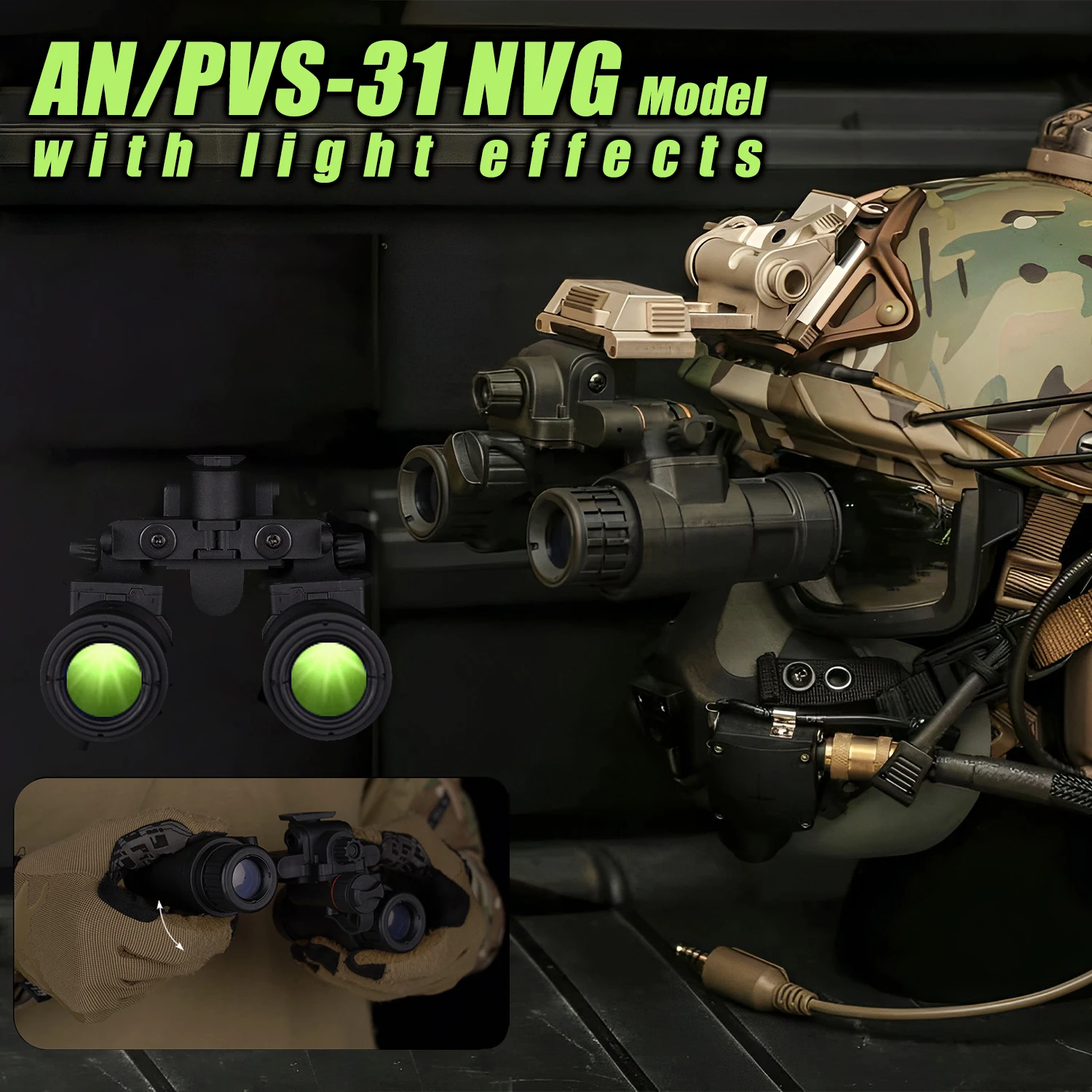 Gafas visión nocturna PVS-31 binoculares tácticas NVG para casco - imagen 3