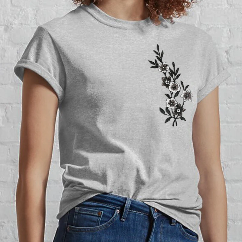 Parche termoadhesivo bordado flores bicolor blanco-negro para gorras - imagen 4