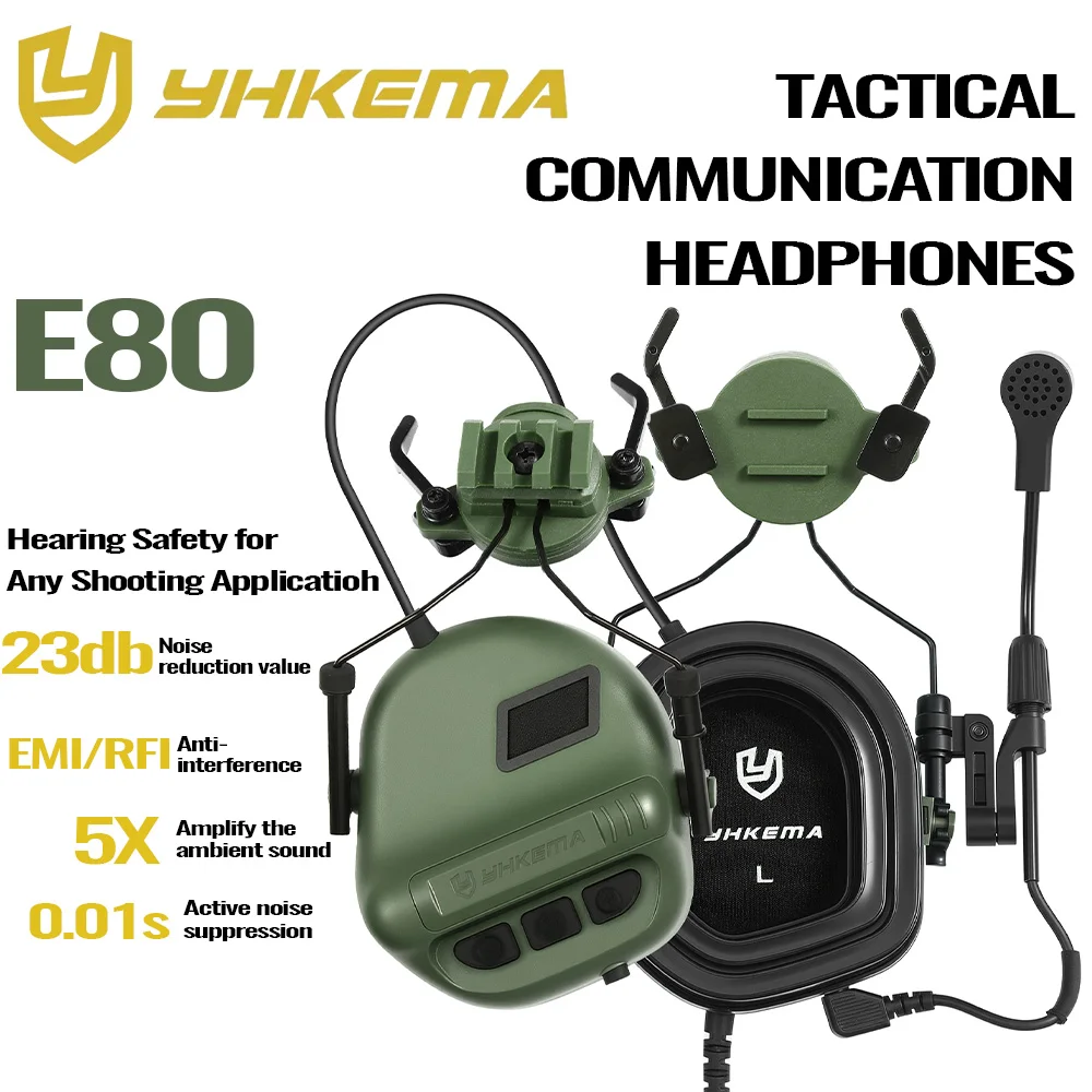 YHKEMA E80 orejeras tácticas reducción de ruido con micrófono tiro - imagen 5