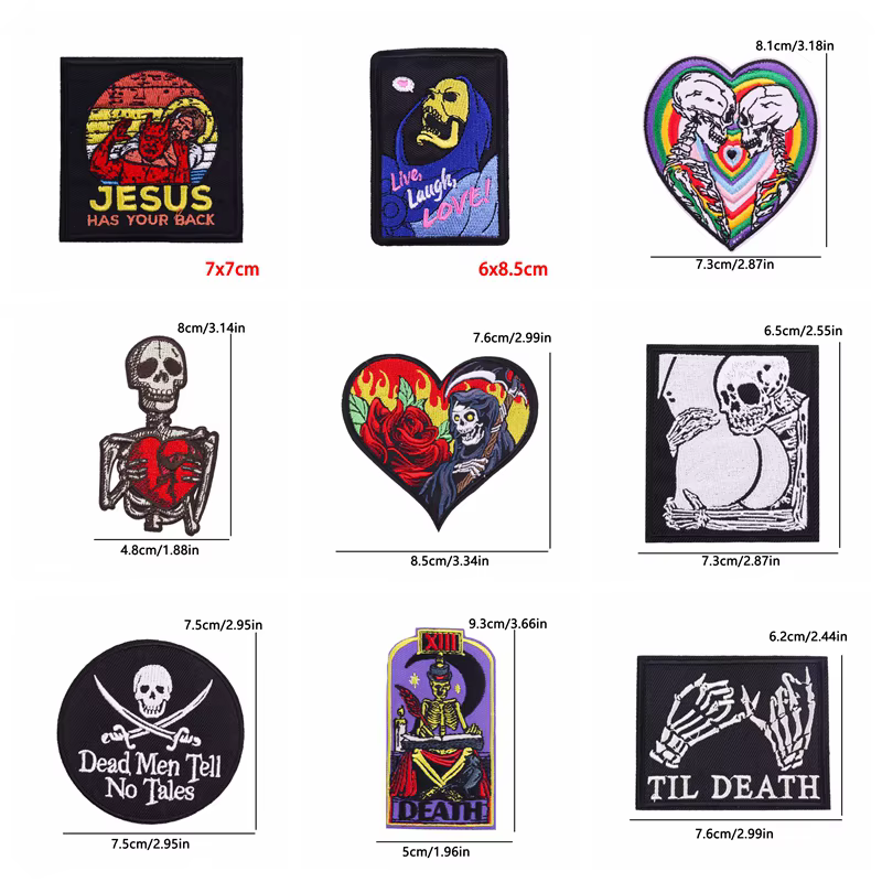 Parche bordado Punk calavera terror para coser o planchar - imagen 3