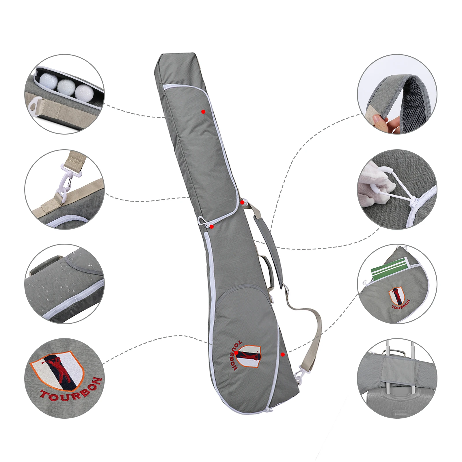 Bolsa de transporte Tourbon de nailon impermeable para golf - imagen 2