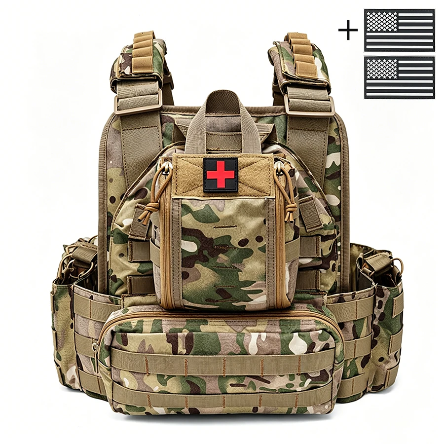 Chaleco de caza con correas MOLLE y liberación rápida ajustable