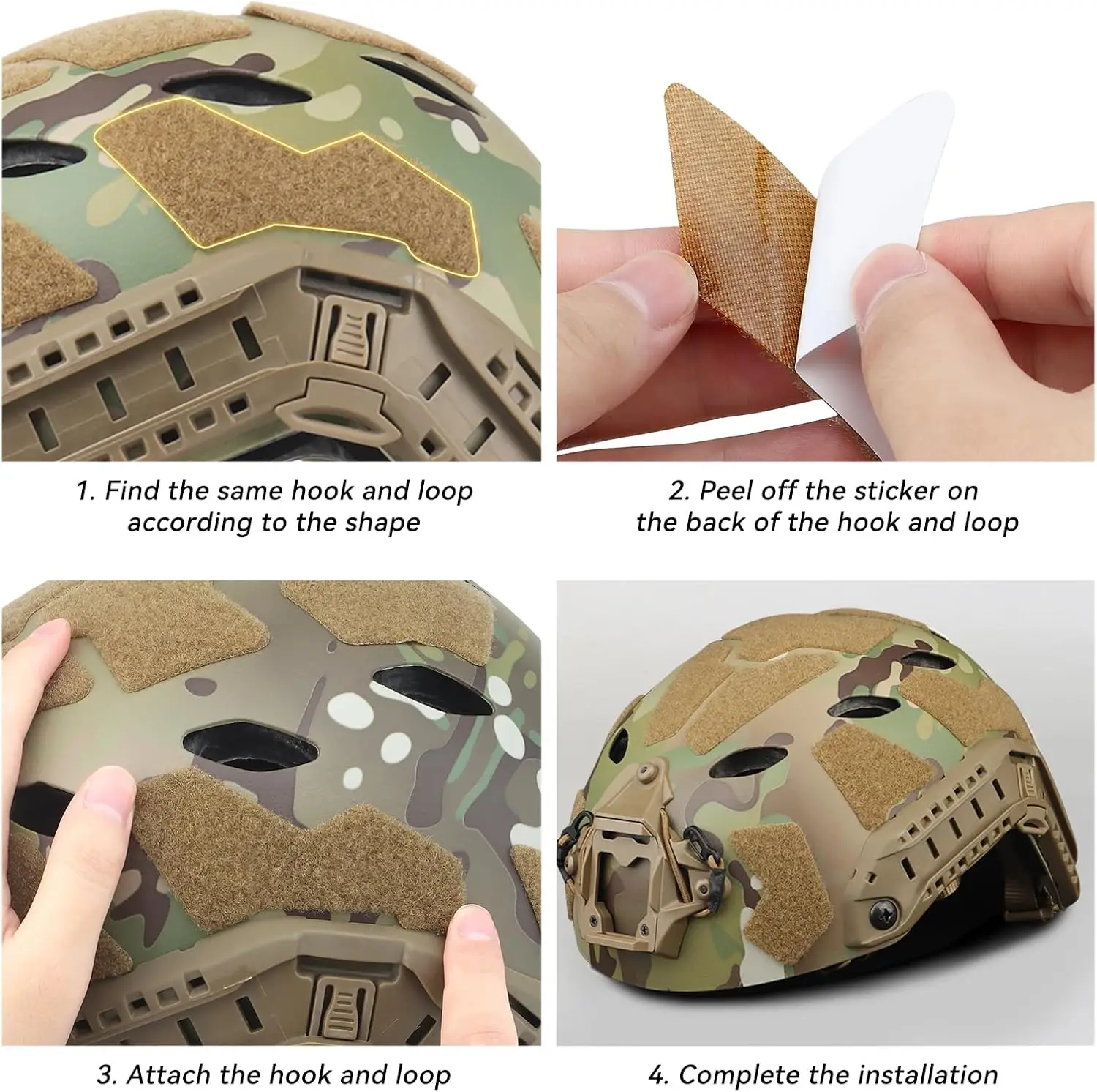 FAST High Cut: parches tácticos autoadhesivos para casco con velcro - imagen 5