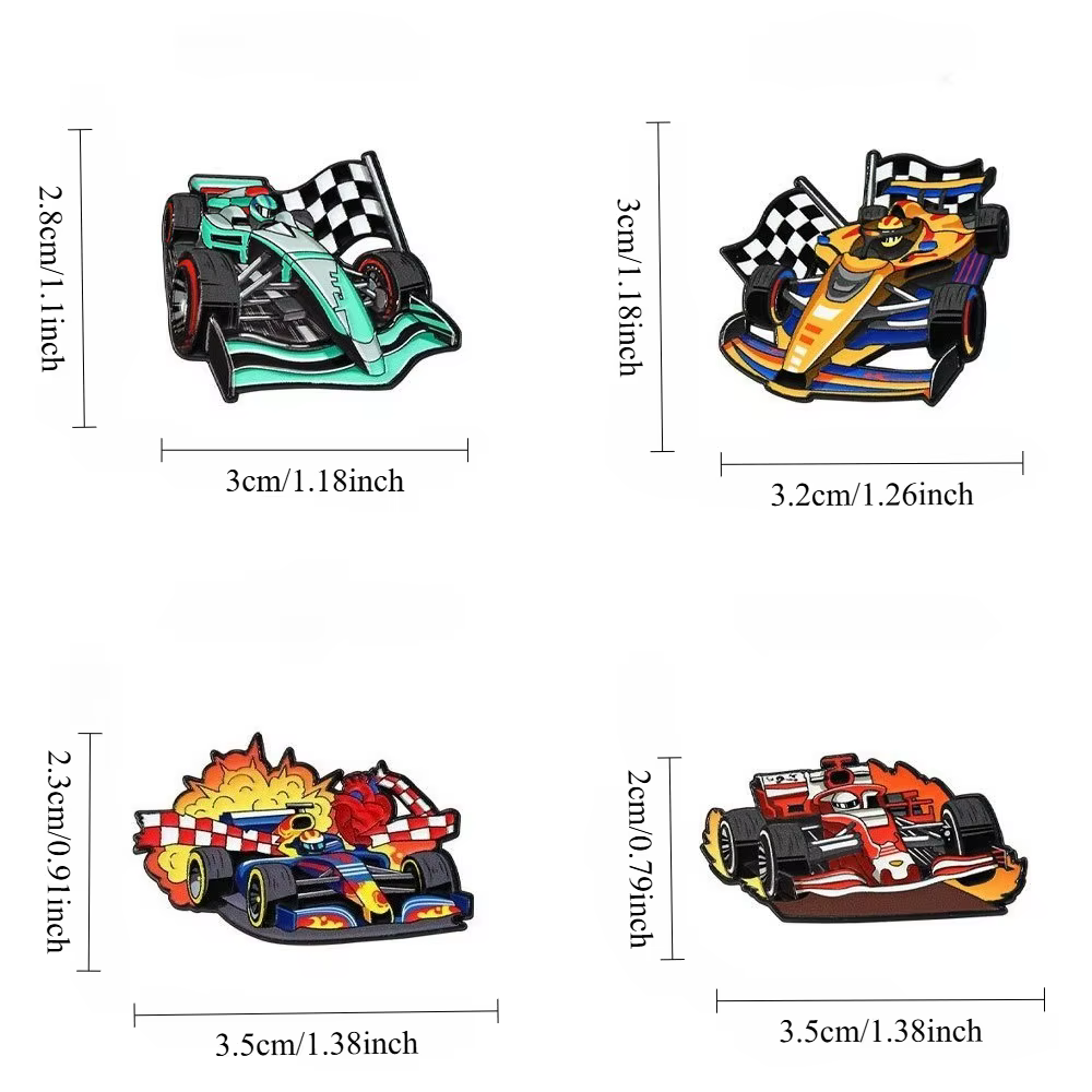 Insignias esmaltadas coche de carreras con bandera a cuadros - imagen 5