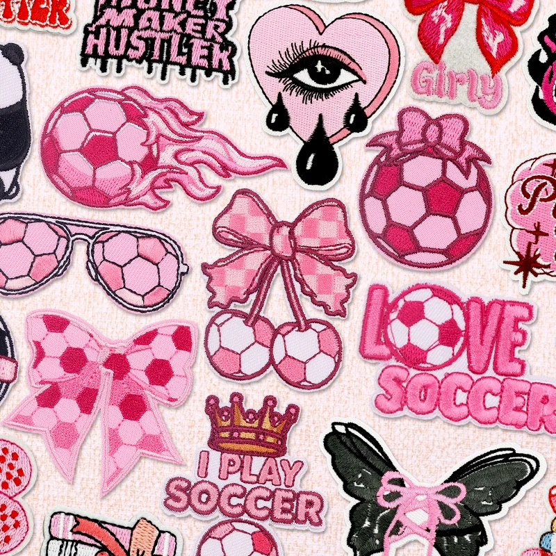 Parches termoadhesivos con diseño rosa de lazo, ojo y eslogan