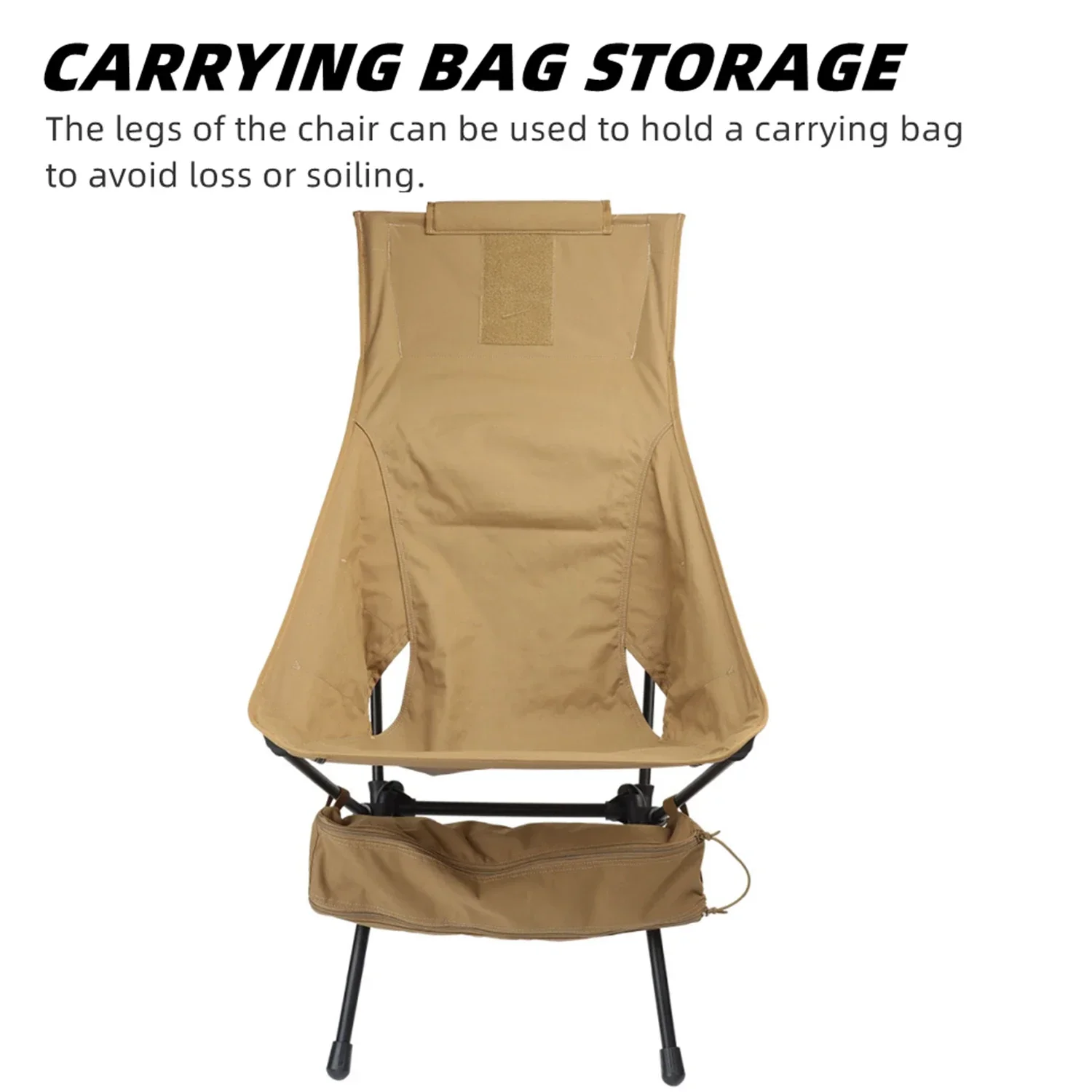 Silla de camping plegable alta con respaldo ergonómico para exterior - imagen 5