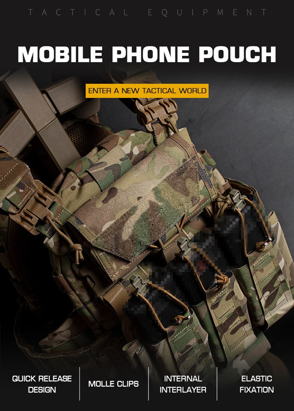 MOLLE-funda de teléfono táctica TWINFALCON TW-P122 vista frontal