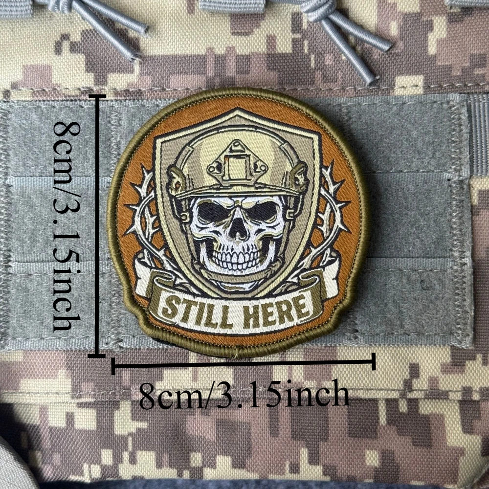 Parche táctico bordado calavera con velcro para mochila militar - imagen 2