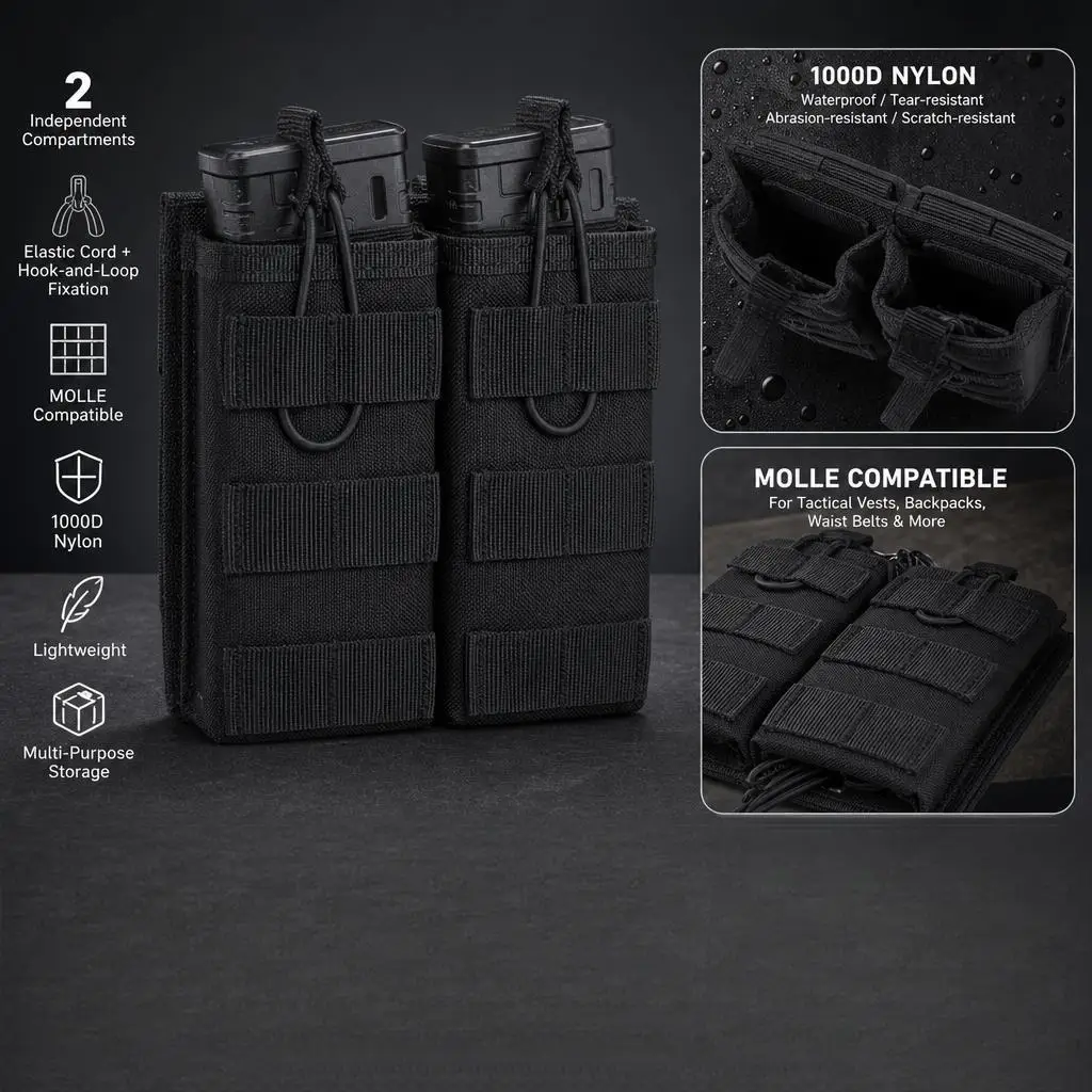 Funda portacargadores doble MOLLE 1000D AR15 M4 AK Airsoft - imagen 5