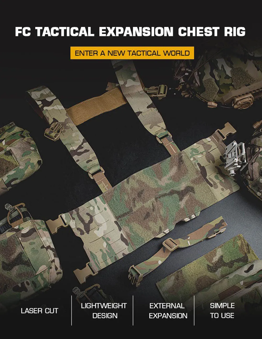 Chaleco táctico estilo ferro con arnés MOLLE