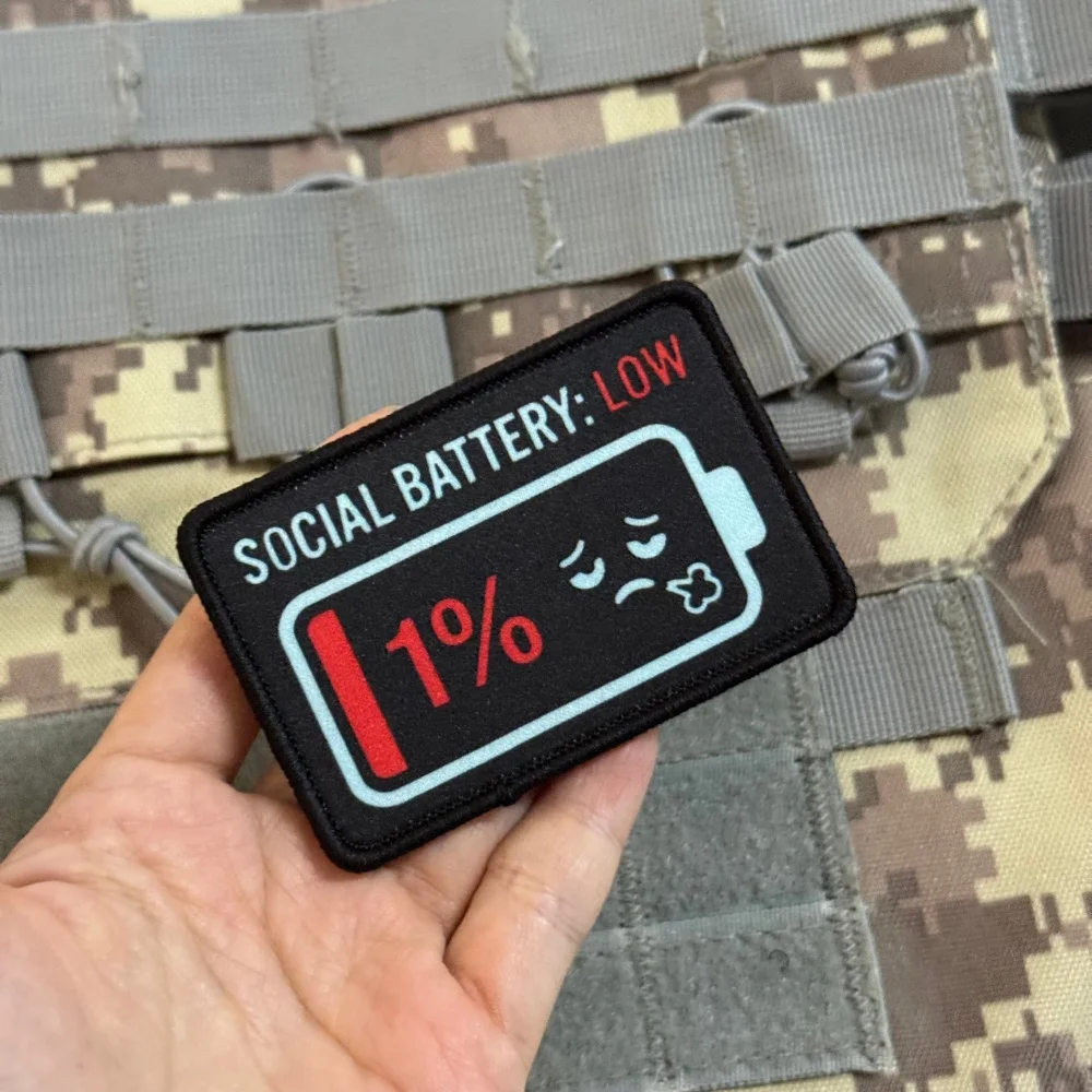 Parche táctico meme Batería Social Baja Morale Bajo gancho-bucle - imagen 4