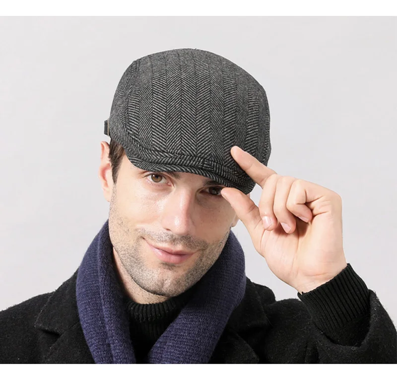 Gorro boina hombre estilo newsboy con patrón de espiga