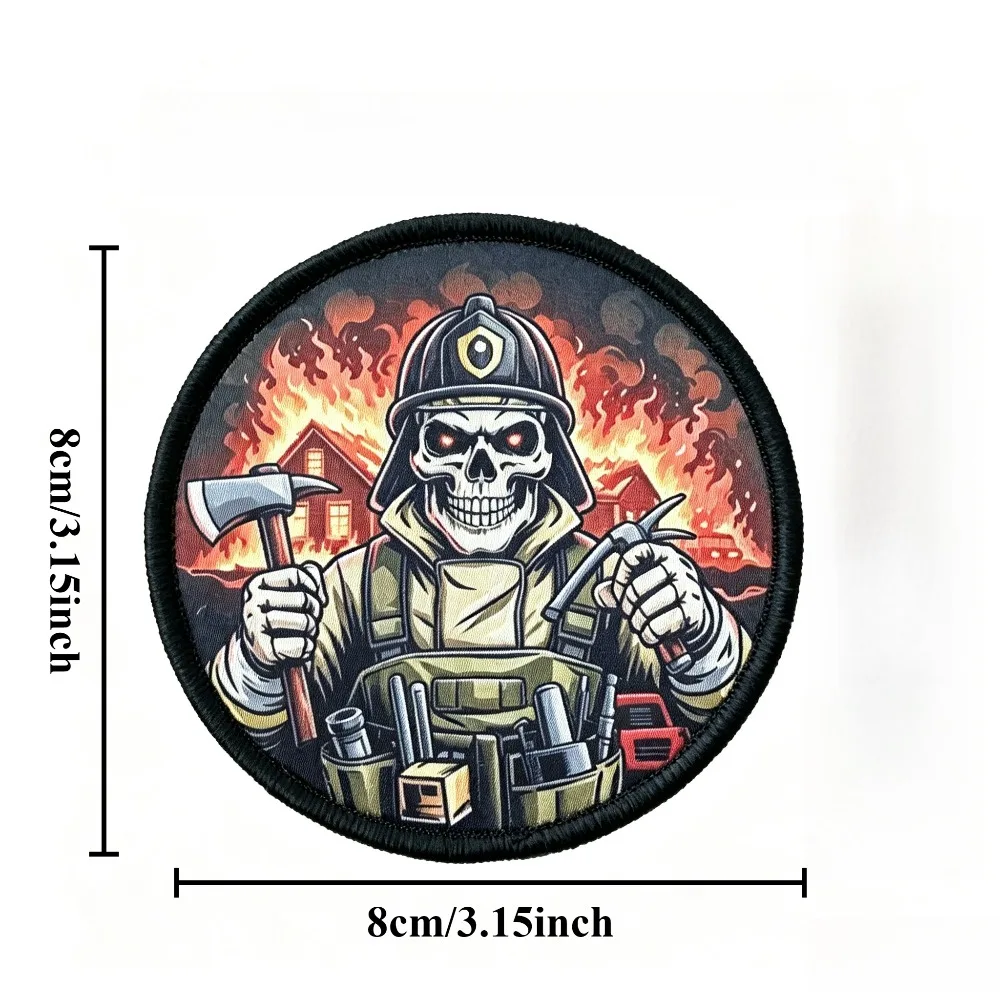 Parche táctico de bombero con calavera y hacha – Insignia moral - imagen 4