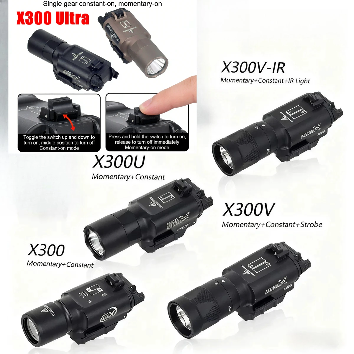 Linterna táctica SureFire X300 con IR para carril Picatinny