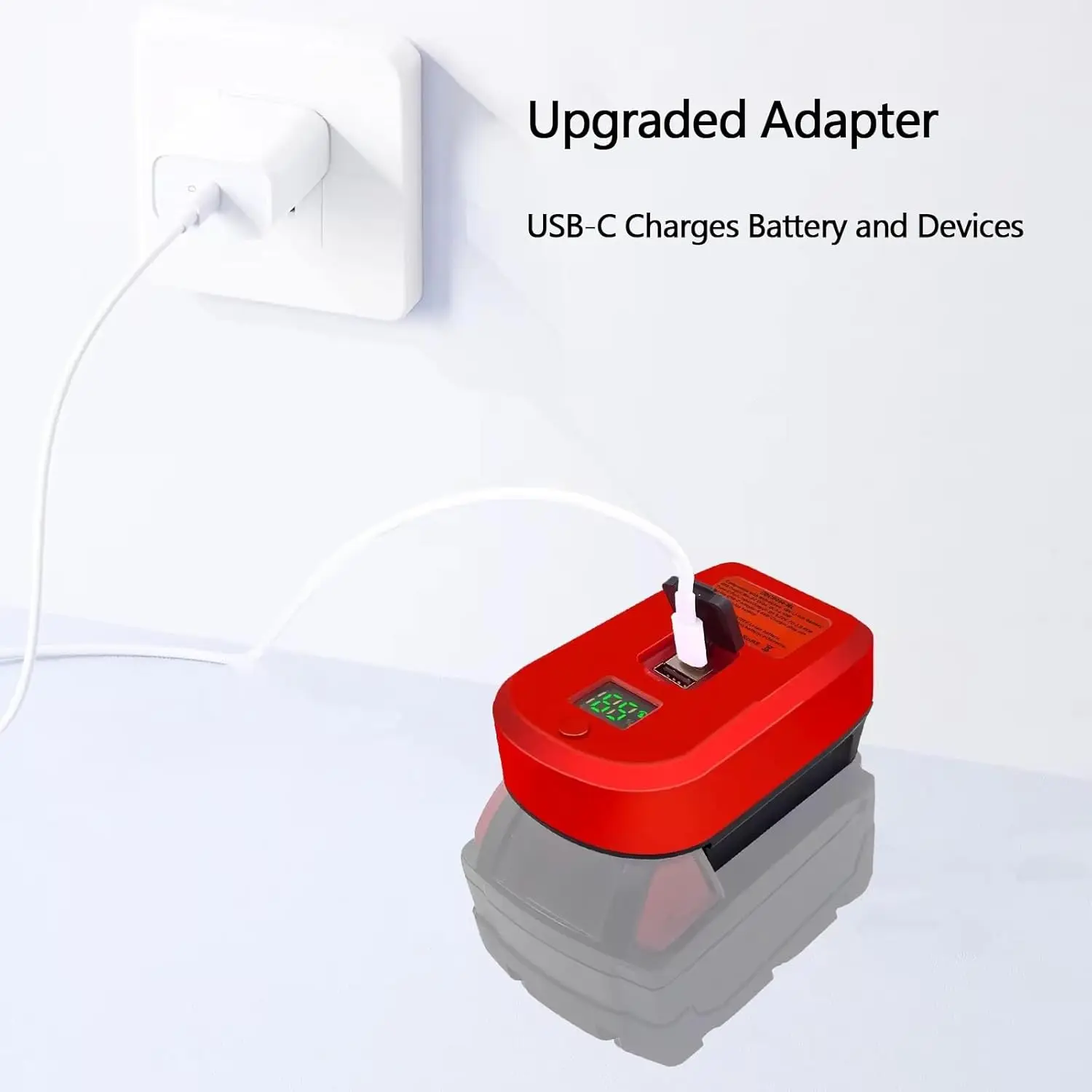 Adaptador USB-C batería Makita Bosch Milwaukee DeWalt carga rápida - imagen 4