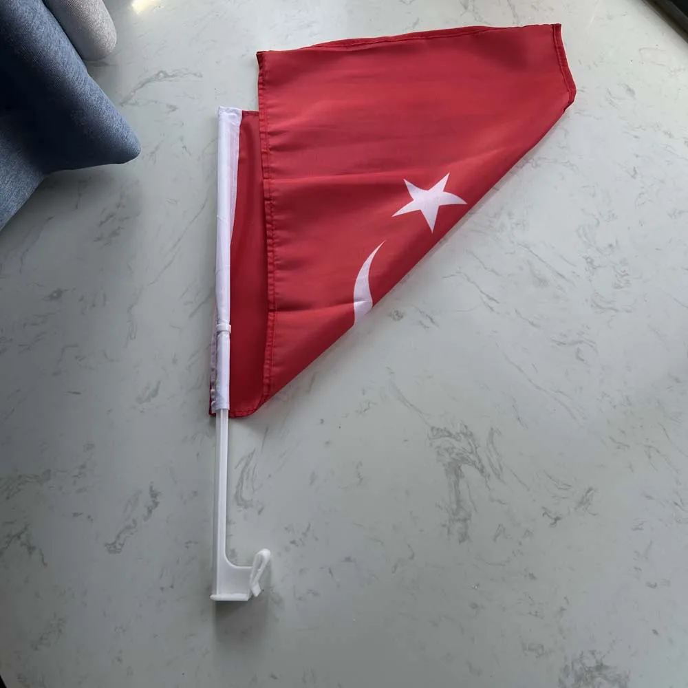 Bandera de Turquía para coche poliéster con asta de plástico - imagen 2