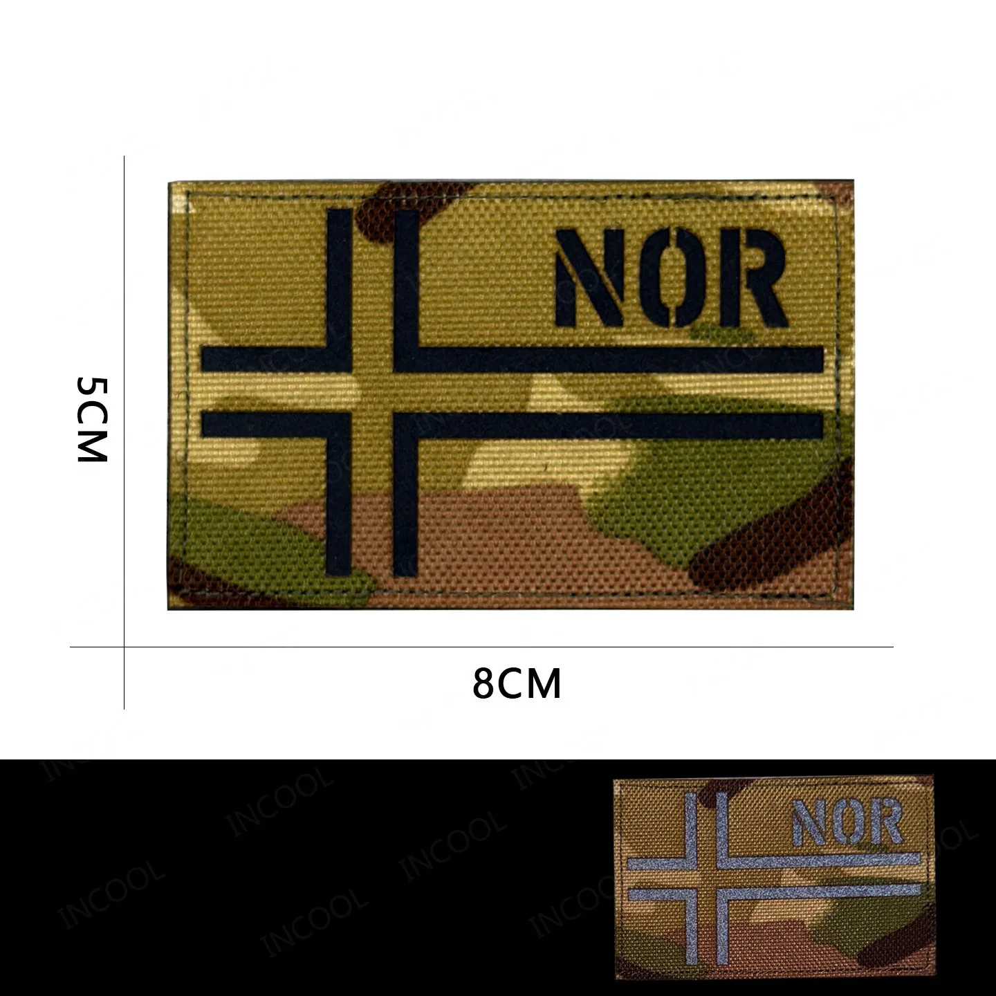 Parche táctico reflectante IR bandera Noruega verde caqui PVC y goma - imagen 4