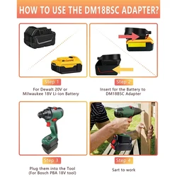 Adaptador batería para herramientas Bosch compatible Dewalt y Milwaukee