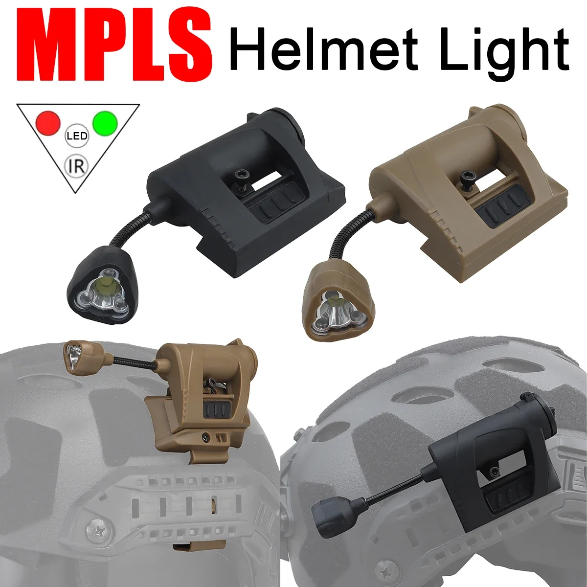 Linterna Táctica MPLS Casco - LED Verde/Rojo/IR, 4 Modos Airsoft - imagen 4