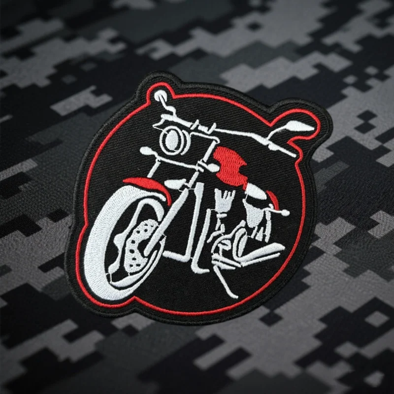 Parche táctico militar bordado motocicleta punk con gancho y bucle - imagen 2