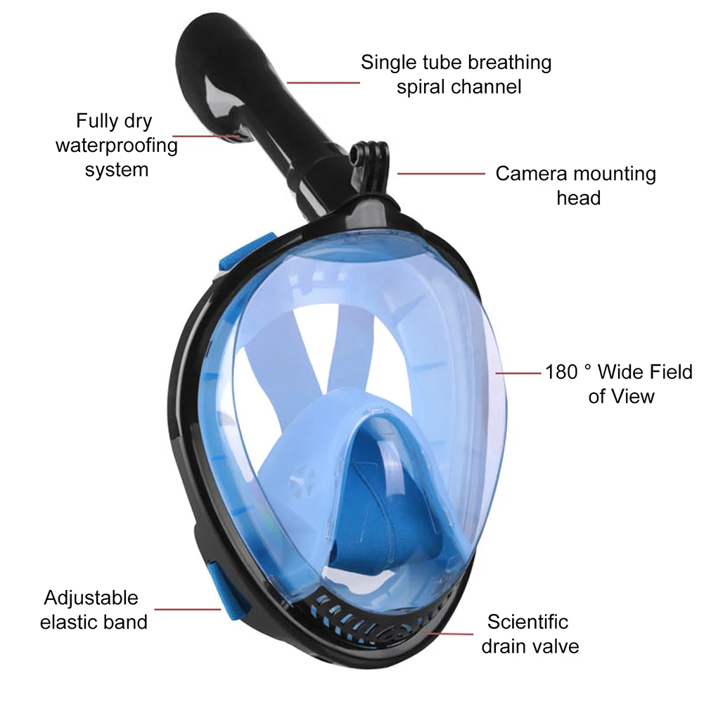Máscara de buceo antiniebla cara completa para snorkel adultos - imagen 5