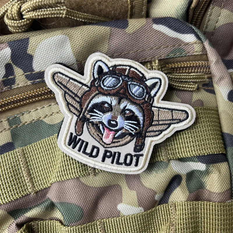 Parche bordado táctico Mapache WILD PILOT con velcro