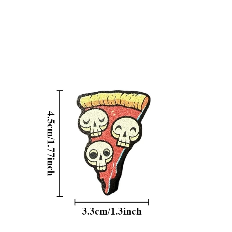 Parche táctico cuero mini calavera y pizza con velcro gancho-bucle DIY - imagen 4