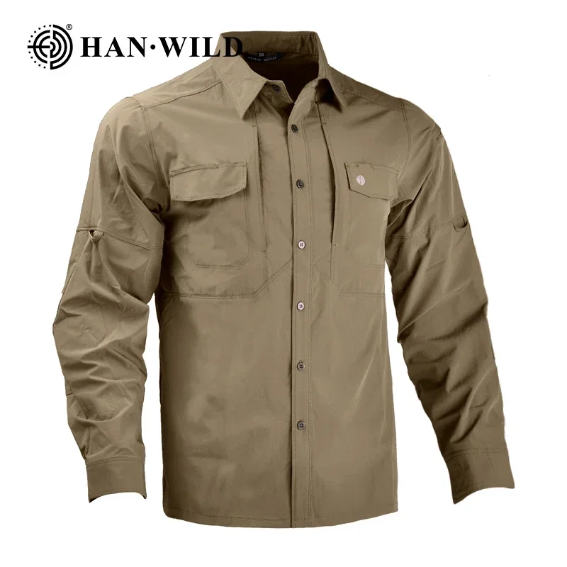 HAN WILD Camisa Táctica de Secado Rápido Manga Larga para Hombre